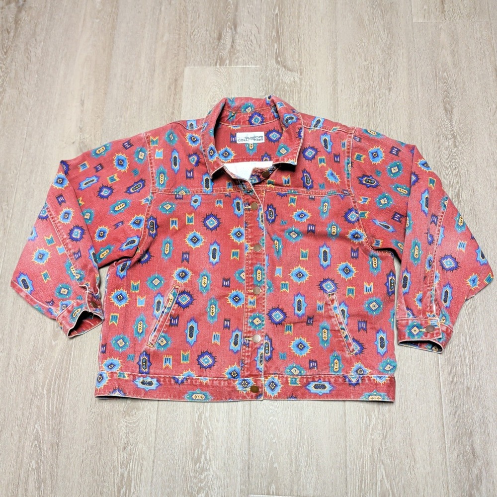 Men's salmon-ish Patterned Jean jacket